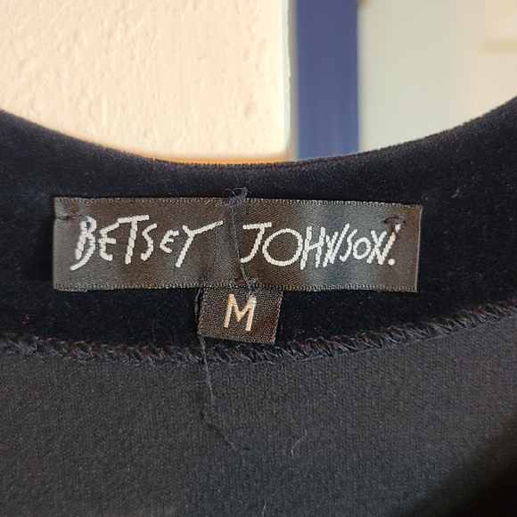90s ๐ค betsey johnson black VELVET trapeze style button long sleeves mini dress! - Picture 4 of 7